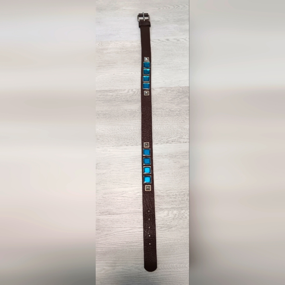 Jazmin Chebar Womens  Leather Belt Brown and Blue